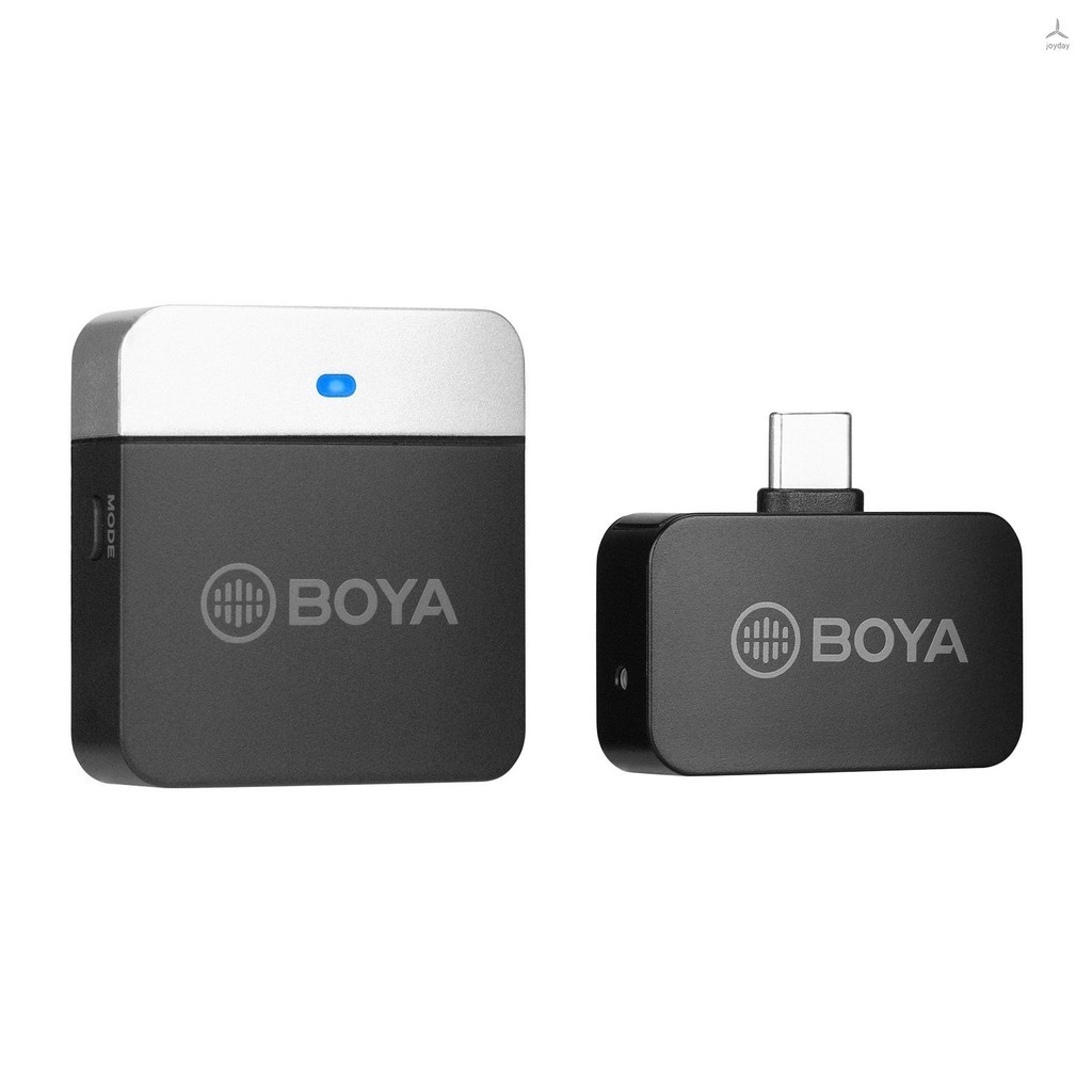 Joyday BOYA BY-M1LV-U เครื่องส่งสัญญาณระบบไมโครโฟนไร้สาย 2.4GHz และตัวรับสัญญาณไมโครโฟนบันทึกเสียง ขนาดเล็ก พร้อมพอร์ต Type-C แบบเปลี่ยน สําหรับสมาร์ทโฟน Android แท็บเล็ต บันทึก Vlog ถ่ายทอดสด S