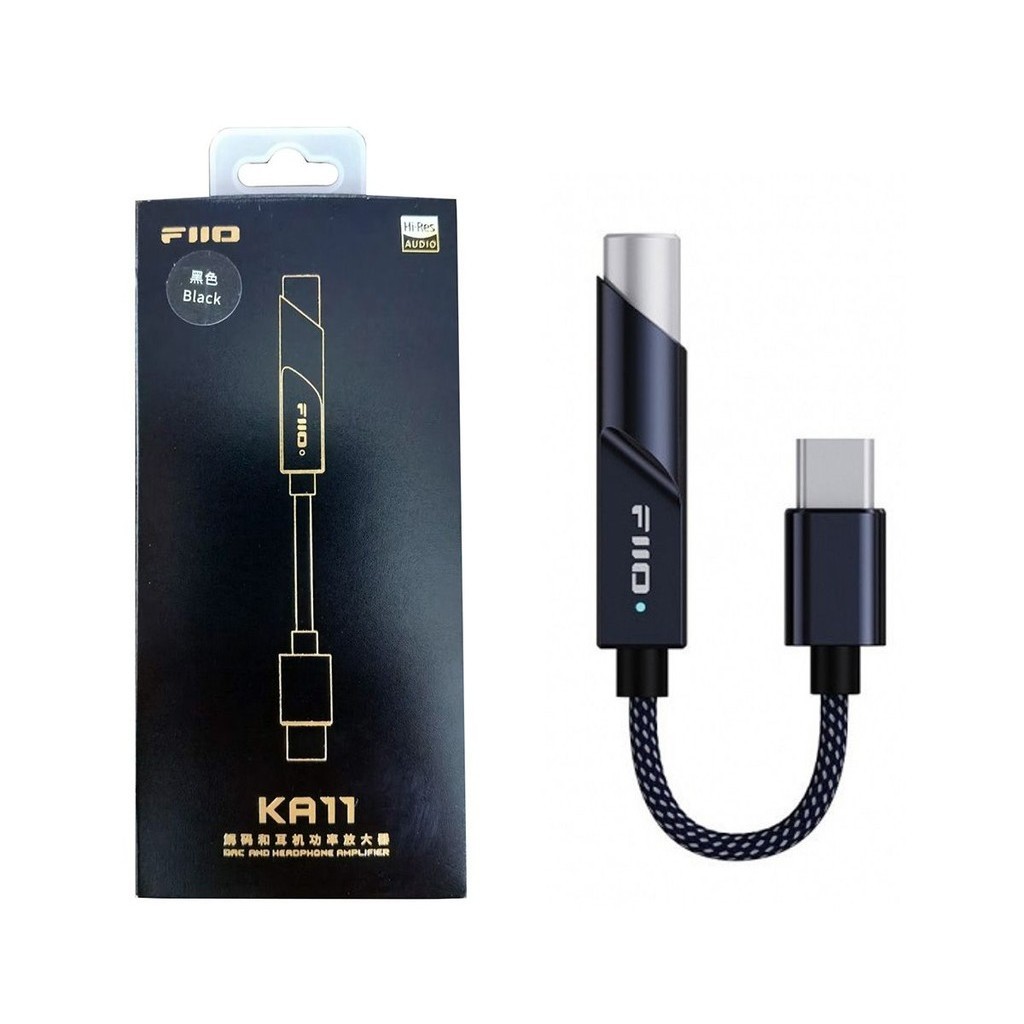 FiiO KA11 DAC and Headphone Amplifier (USB Type-C, Black) for iPhone, Android, PC, Mac