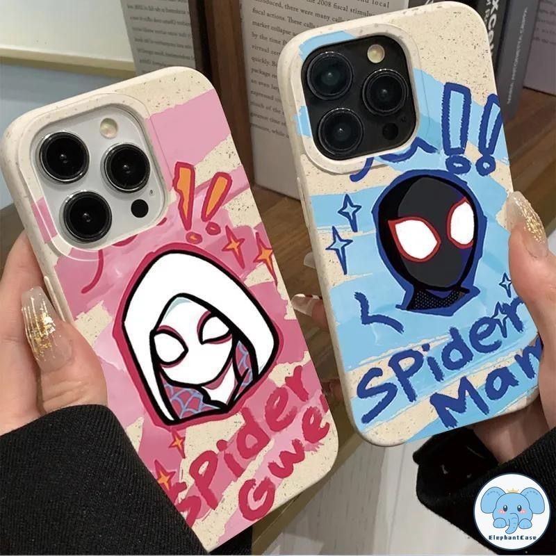 การ์ตูนแฟชั่นแนวโน้มน่ารักแบรนด์ Spiderman กรณีย่อยสลายได้ iPhone XR 15 14 11 Pro Max 13 12 6 7 6s 8 Plus XS Max X SE
