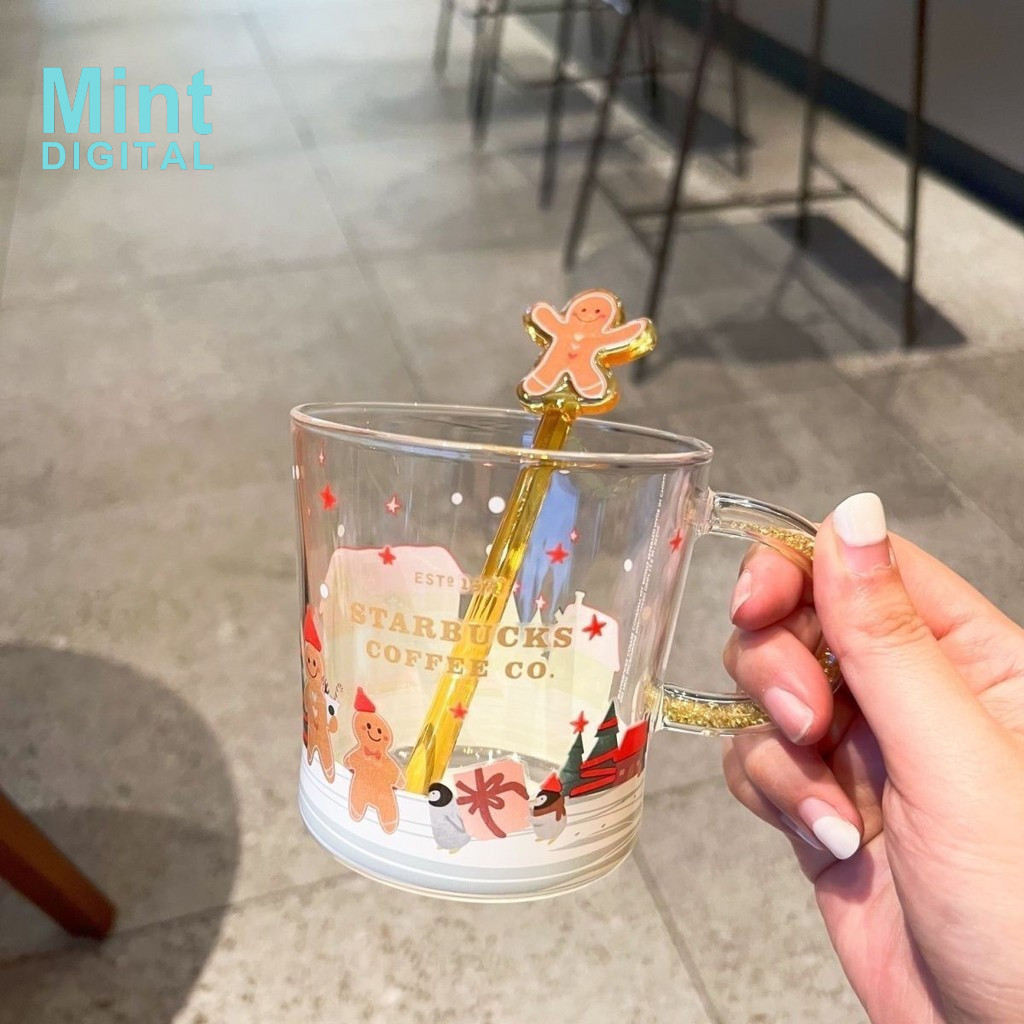 Starbucks แก้วกาแฟ ลายคนขนมปังขิง เปลี่ยนสีได้ 355 มล. ของขวัญคริสต์มาส