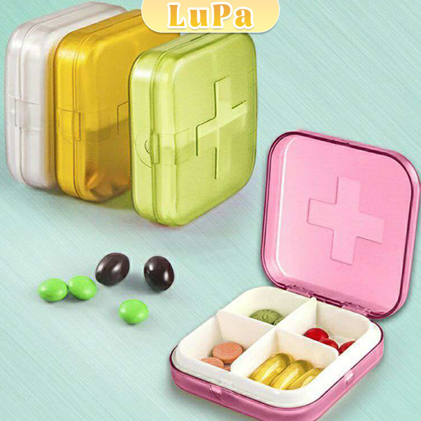 LuPa กล่องยา มินิ กล่องสีสันลูกกวาด หลายช่อง กล่องยาแบบพกพา Cross-packing pill box