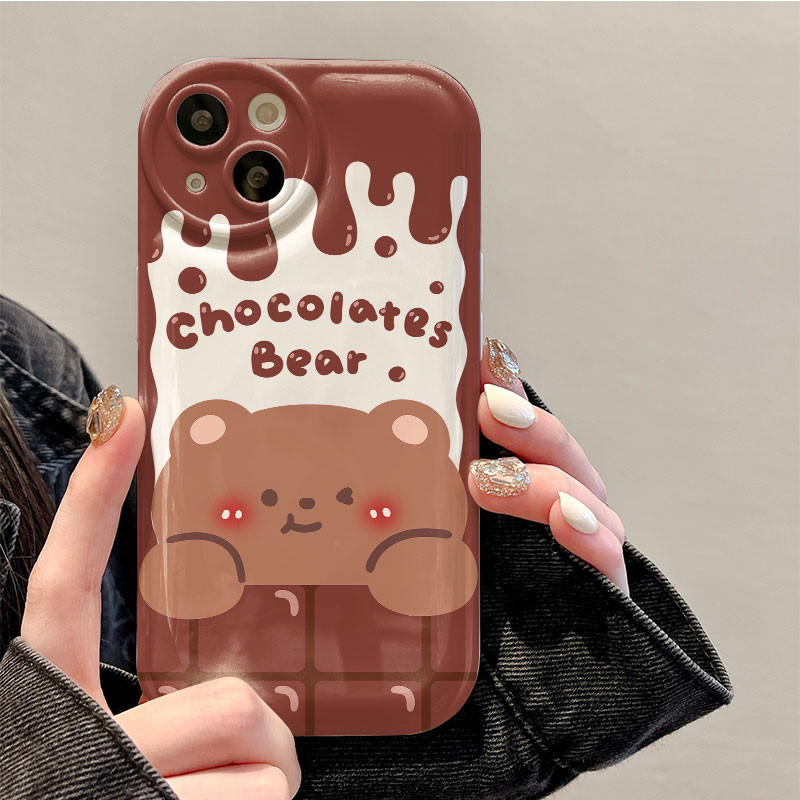 [จัดส่งในพื้นที่] เคสโทรศัพท์หมีช็อคโกแลตเข้ากันได้กับ iPhone x XR XS สูงสุด 14 13 12 11 pro max 7 8 14 plus SE2020 case