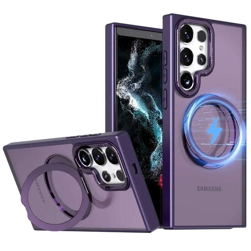 เคสโทรศัพท์มือถือ ผิวด้าน หรูหรา สําหรับ Samsung Galxy S24 Ultra Plus 360° เคสโทรศัพท์มือถือ PC แข็ง กันกระแทก ปิดด้านหลัง แบบแม่เหล็ก หมุนได้ สําหรับ Samsung S23 S22 Ultra Plus S23FE
