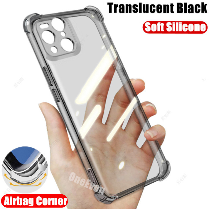 เคสโทรศัพท์มือถือ ซิลิโคนนุ่ม เจลลี่ใส กันรอยขีดข่วน สีดํา เกรดทหาร สําหรับ OPPO Find X3 Pro CPH2173