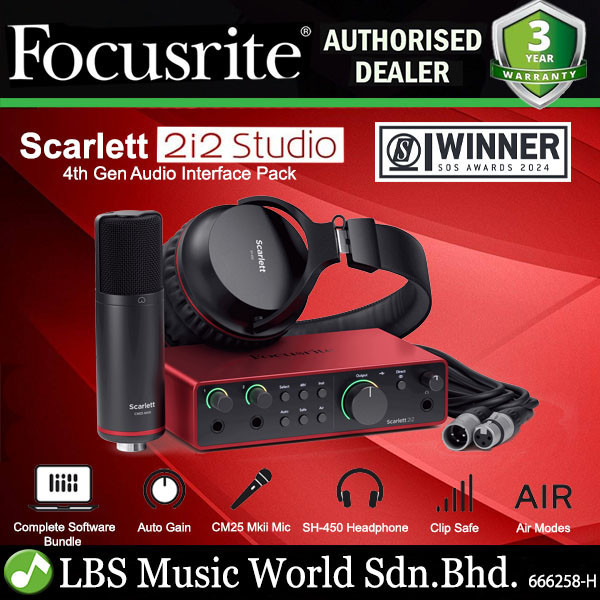 Focusrite Scarlett 2i2 Studio 4th Gen Recording Bundle Package Audio Interface (รุ่นที่ 4)