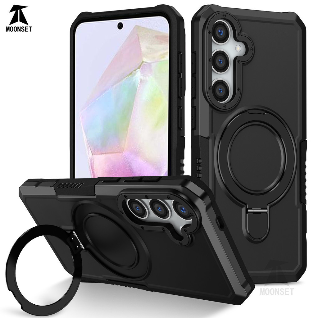 สําหรับ Samsung A35 A55 A34 A54 A24 A14 A15 A25 กรณีแหวน Hard PC กลับ Soft TPU ขอบทหาร-เกรด Drop ป้องกันกันกระแทก Slim บางฝาครอบ