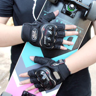 Pro-biker ถุงมือมอเตอร์ไซค์ Ridding Half Finger Touring Chopper Scooter Street อุปกรณ์ป้องกันถุงมือผ้าตาข่าย