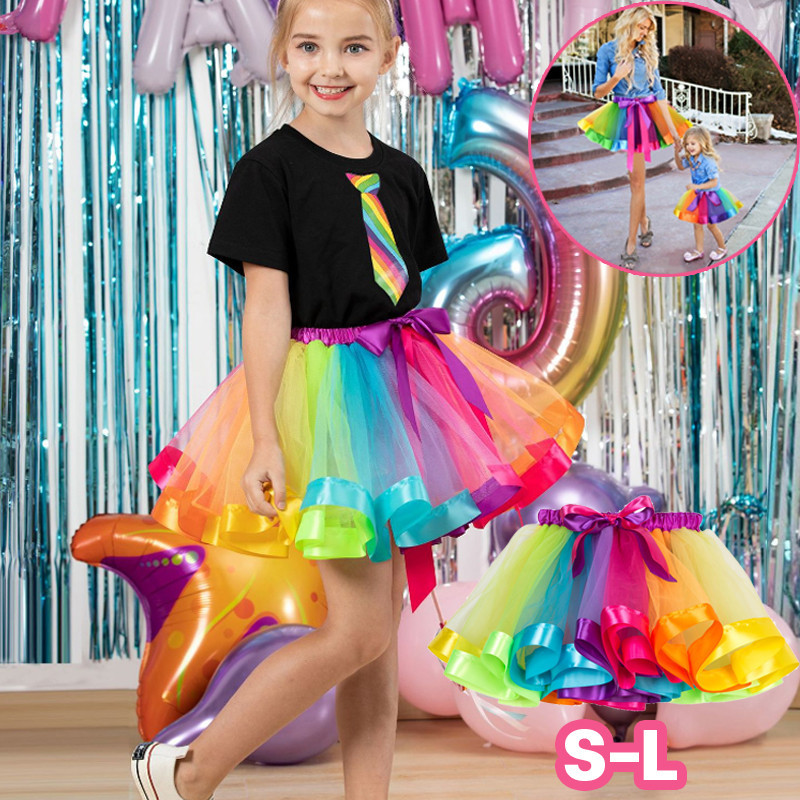 พร้อมส่ง กระโปรง tutu กระโปรงสีรุ้ง ชุดเด็ก วันเด็ก เหมาะสำหรับผู้ใหญ่และเด็กแสดงชุด