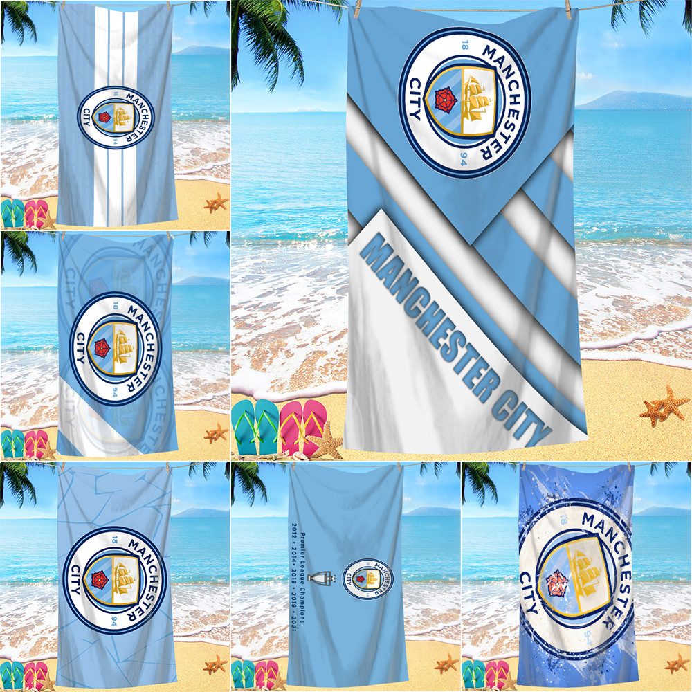 Manchester City F.C ผ้าขนหนูชายหาด ดูดซับน้ําได้ดี พิมพ์ลาย ด้านเดียว ของขวัญวันเกิด คุณภาพสูง สําหรับบ้าน ห้องน้ํา