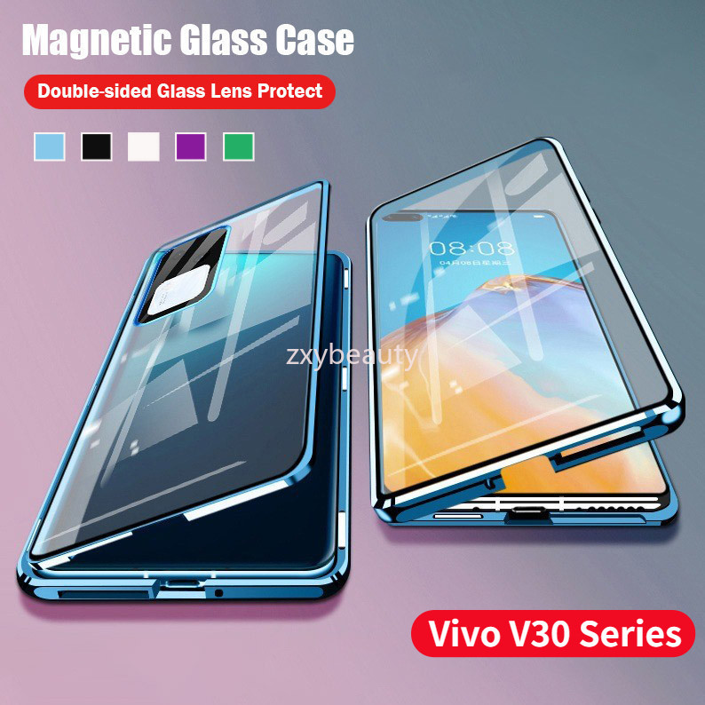 360° กันกระแทกสองด้านปลอกใสสําหรับvivo V40 V30 Pro 5G 2024 เคสโทรศัพท์โลหะแม่เหล็กสําหรับVIVOV30 V30Pro VivoV30Pro V40 V40Pro VivoV40 ฝาหลัง