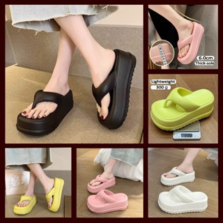 รองเท้าแตะส้นสูง 6CM พื้นหนา สําหรับผู้หญิง ผู้หญิง รองเท้าห…