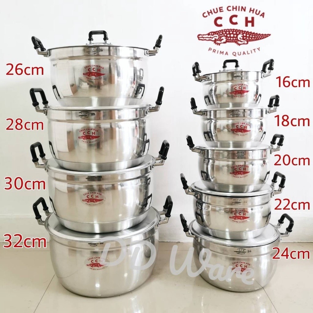 หม้อ ตราจระเข้ *แยกใบ* (เบอร์ 16,18,20,22,24,26,28,30,32 cm) ผลิตจากอลูมิเนียมคุณภาพ