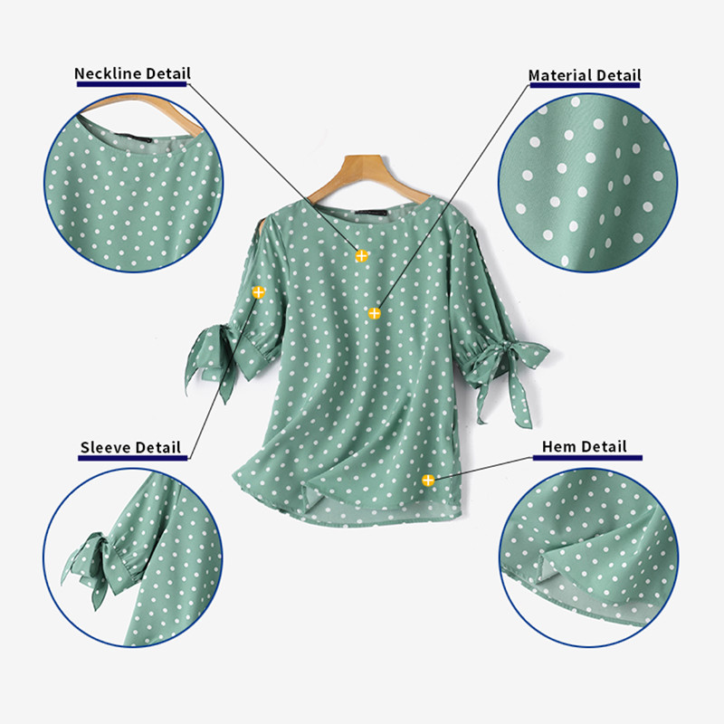 Zanzea เสื้อเบลาส์ คอกลม แขนยาวครึ่งแขน ลายจุด สไตล์วินเทจ สําหรับผู้หญิง — صورة 8