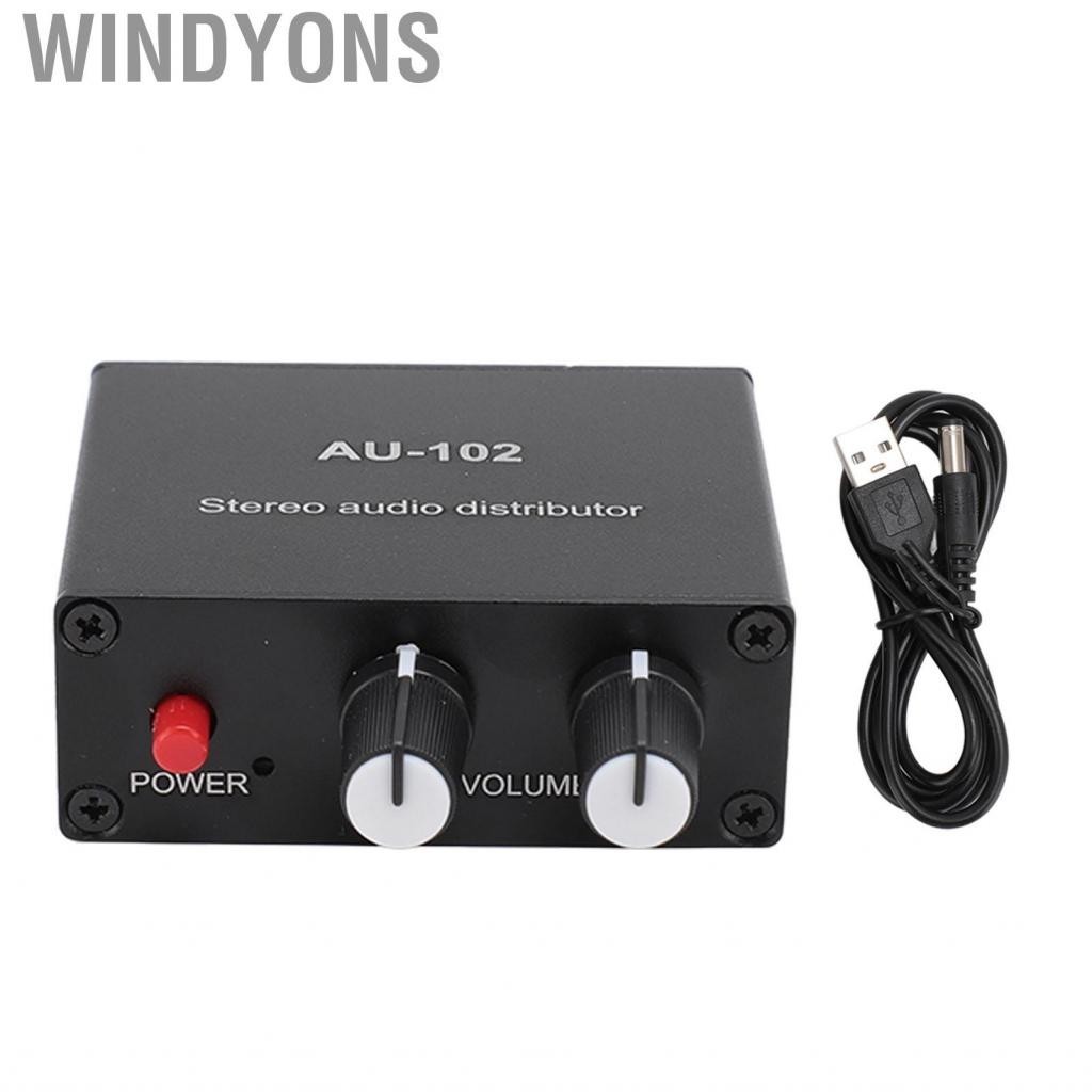 Windyons 3.5mm 2 Channel Sound Amplifier 1 Input Output Independent Control Stereo Distributor Preamplifier