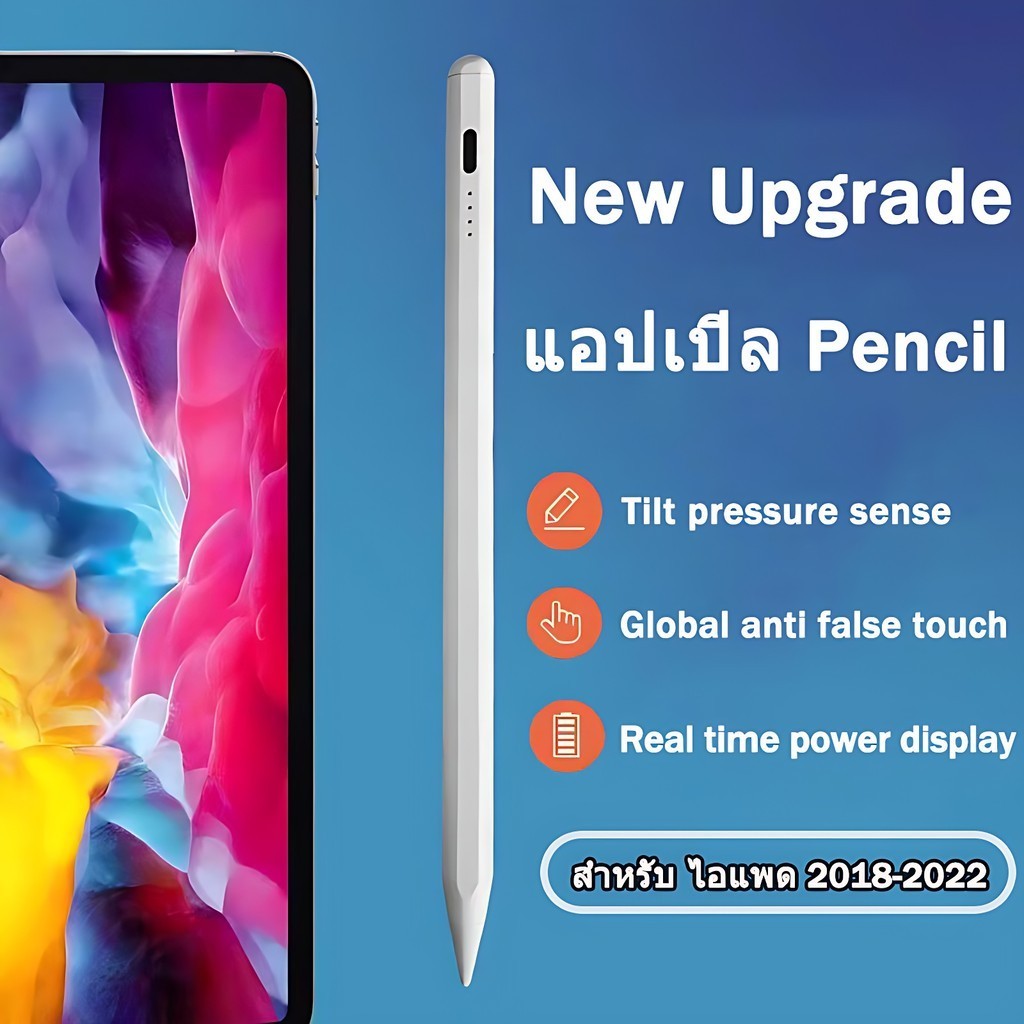 ปากกาไอแพด ปากกาทัชสกรีน วางมือบนจอ+แรเงาได้+ปลายปากกาอัจฉริยะ Stylus Pen Air5/Air4/3+gen10/9,8,7,6+Pro11+Pro12.9+Mi6,5