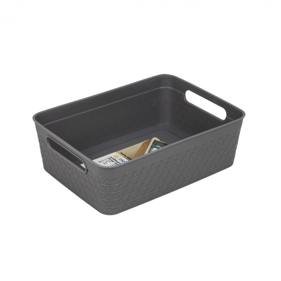 LOCAL789 GOME ตะกร้าอเนกประสงค์ทรงเหลี่ยม รุ่น Waffle TG54159 ขนาด 17x24x7.5 ซม.(A5) สีเทา ร้านอยู่ใ