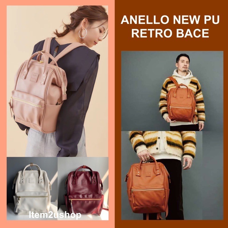 กระเป๋าใส่โน๊ตบุ๊ค Anello แท้ 100% 💯💯💯new pu RETRO BACE BACKPACK มีป้ายกันปลอม