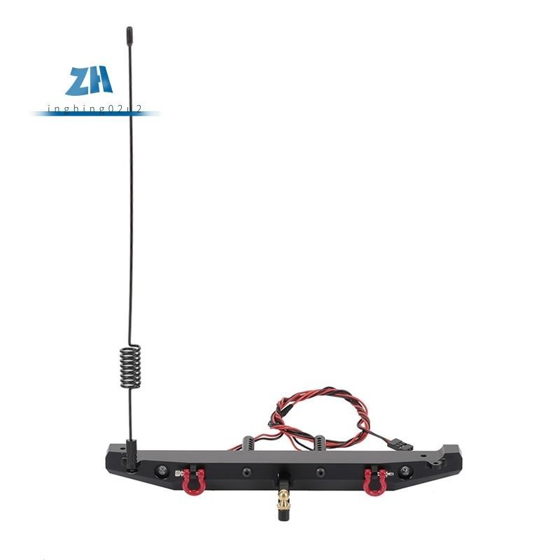 กันชนหลังโลหะ พร้อมเสาอากาศ LED สําหรับรถไต่หินบังคับ 1:10 TRAXXAS TRX4 Axial SCX10 90046