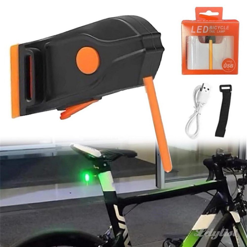 ✿ ไฟท้ายจักรยาน LED ขี่จักรยานไฟแฟลชไหล อุปกรณ์เตือนจักรยาน จักรยานเสือภูเขา ไฟท้ายแบบชาร์จ USB