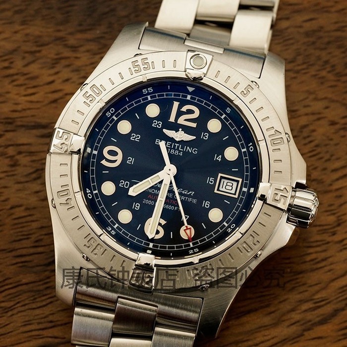 Breitling นาฬิกาข้อมืออัตโนมัติ สายเหล็ก สีดํา สําหรับผู้ชาย A17390