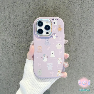 [จัดส่งในพื้นที่] เคสโทรศัพท์สีม่วงสัตว์น่ารักใช้ได้กับ iPhone x XR XS 11 13 15 12 PRO MAX 6 7 8 14 15 PLUS phone cover