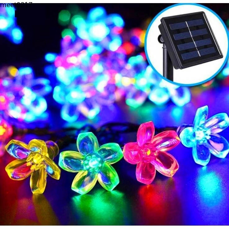 Raya สายไฟหิ่งห้อย LED 300 ดวง รูปดอกซากุระ 32 เมตร พลังงานแสงอาทิตย์ สําหรับตกแต่งกลางแจ้ง