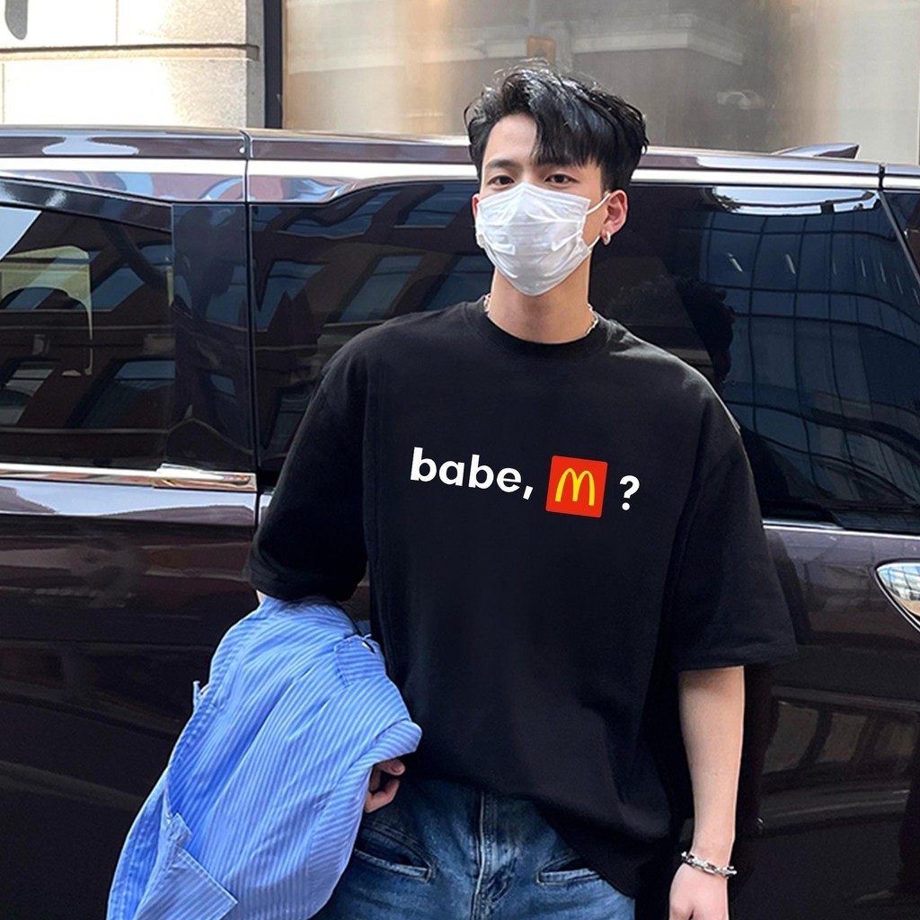 teetwoone เสื้อยืดแขนสั้น ทรงหลวม ลายน่ารักBABE,M? คอกลมแขนสั้น ผ้าฝ้ายนิ่มมากแฟชั่นวัยรุ่น มินิมอล