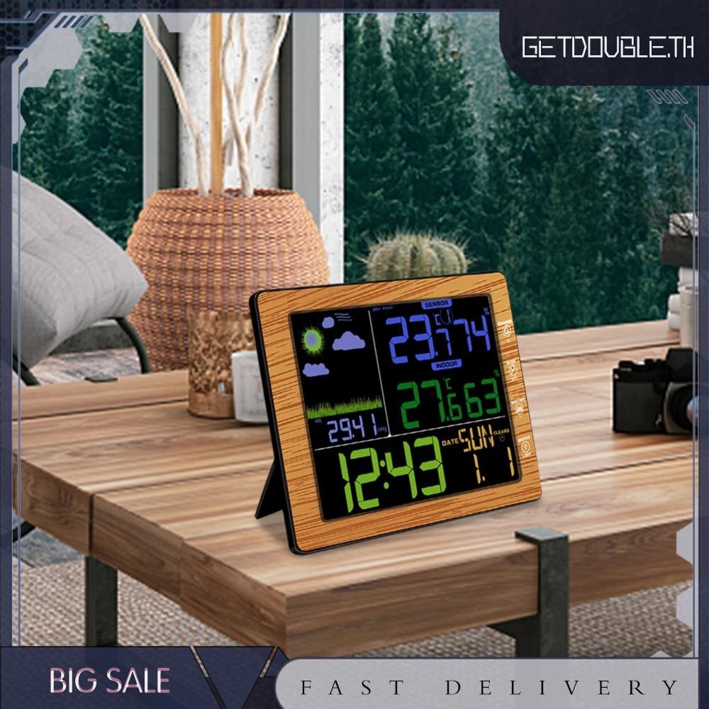 [Getdouble.th] นาฬิกาตั้งโต๊ะ หน้าจอสี LCD พยากรณ์อากาศ สําหรับในร่ม กลางแจ้ง