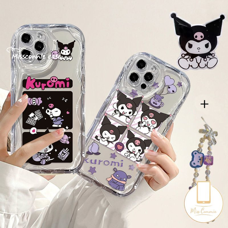 เคสโทรศัพท์มือถือ ลายการ์ตูนคุโรมิ บาคุน่ารัก พร้อมสายคล้องมือ สําหรับ Oppo A18 A57 A9 A7 A12 A76 A58 A78 A15 A17 A16 A38 A5s A16s A31 A3s A74 A53 A17K A77 A54 A92 A5 A33 A95 A16K A96 Reno 10 6 4F 5 เคส