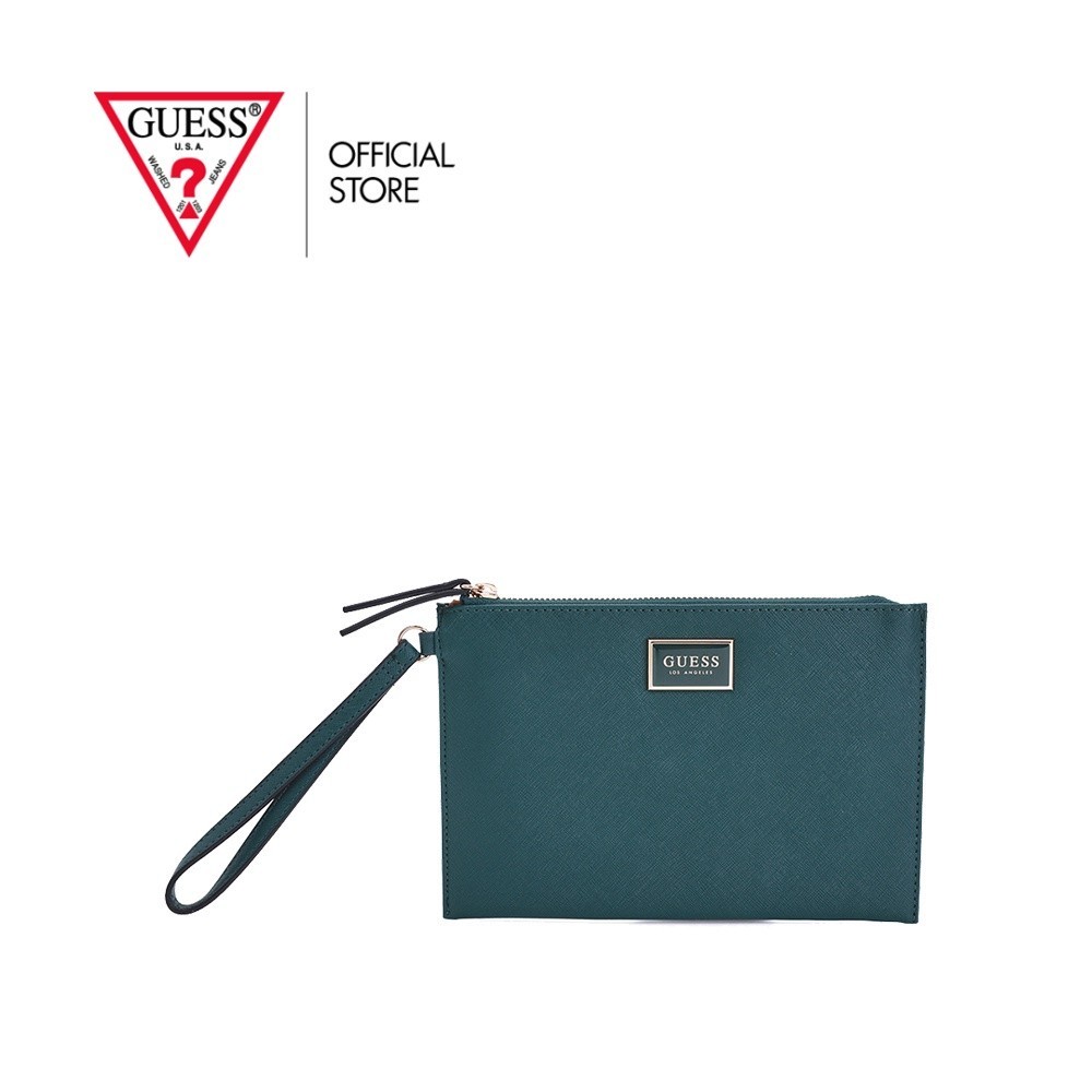 GUESS กระเป๋าผู้หญิง รุ่น HG602664 ABREE SLG WRISTLET สีเขียว กระเป๋าสตางค์