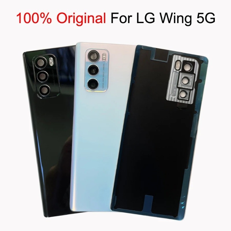 ฝาครอบแบตเตอรี่สําหรับ LG Wing 5G LMF100N LM-F100V แบตเตอรี่ประตูด้านหลังฝาครอบอะไหล่ซ่อมกาว