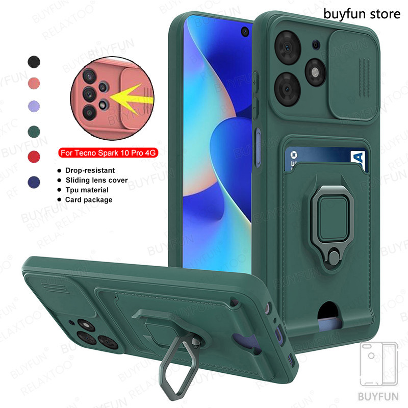 For Tecno Spark 20 10 Pro Spark20 sparc10 10c 20C Shockproof Armor Card Pocket Holder Case Camera Le