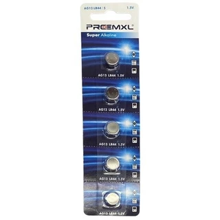 PRCEMXL ถ่านกระดุมลิเธี่ยม AG13/LR44 1.5 โวลต์ (5 ก้อน/แพ็ค)