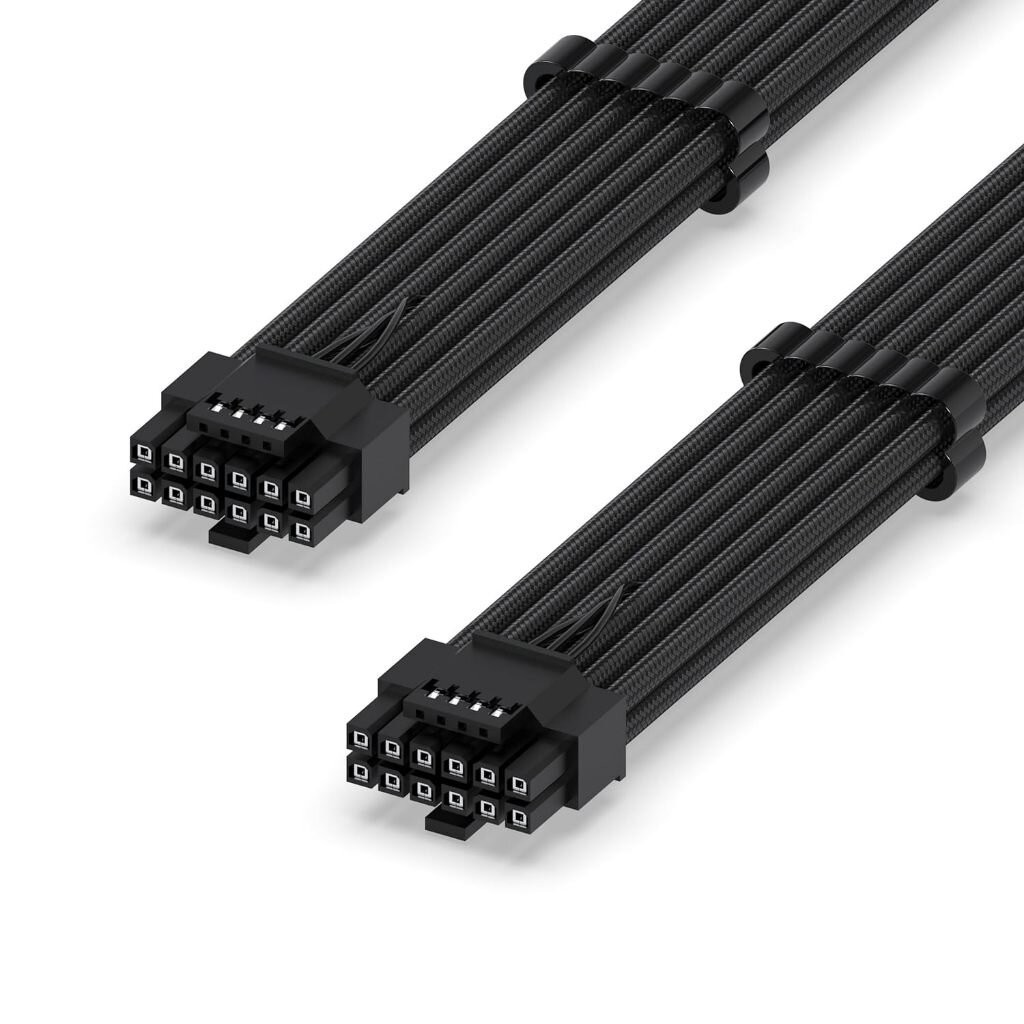 EZDIY-FAB 16AWG 12VHPWR Black Male To Male 600W สายถัก PCIe 5.0 **ต่อตรงเฉพาะ PSUที่มีช่อง 12VHPWR**