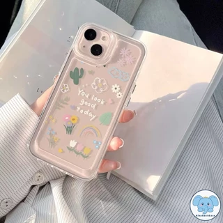 แฟชั่นน่ารักเมฆสีขาวใสกันกระแทกนุ่ม Tpu ปก iPhone 16 17 air 11 15 12 14 13 16 Pro Max XR X XS Max SE 14 15 8 7 Plus