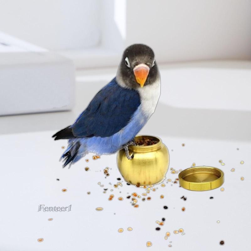 [Fenteer1] กล่องอาหารนก ทองแดง สําหรับนกแก้ว