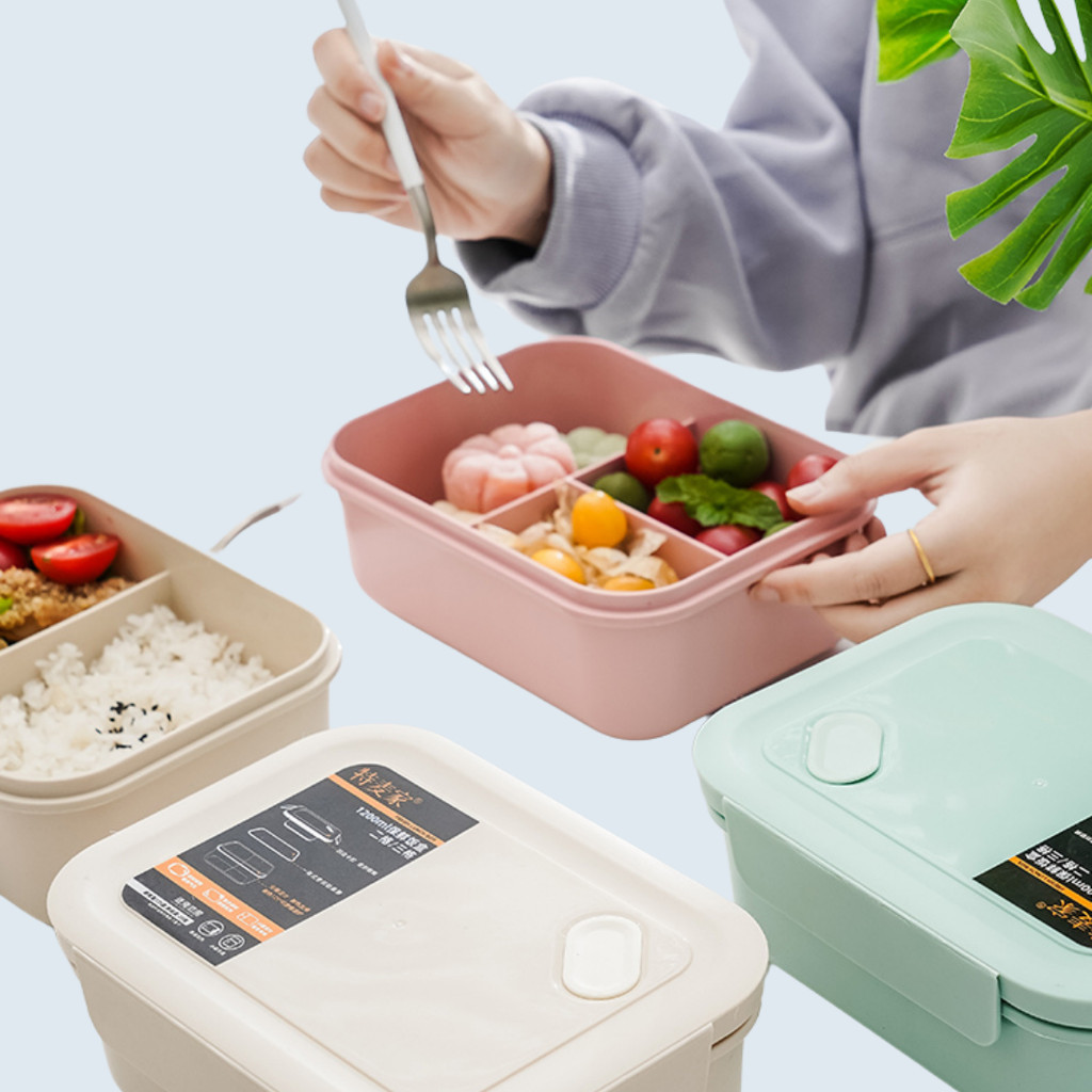 กล่องข้าว 1200ml โทนสีพาสเทล มีแบบ 2 ช่อง และ 3 ช่อง