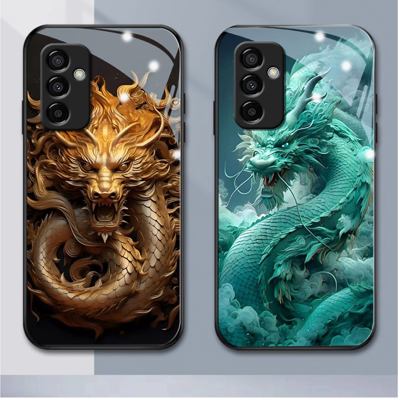 เคสโทรศัพท์มือถือแบบแก้ว ลายมังกร สําหรับ Samsung A345G A01 A02 M02 A03 A04 A11 M11 A135G A04S A14 A