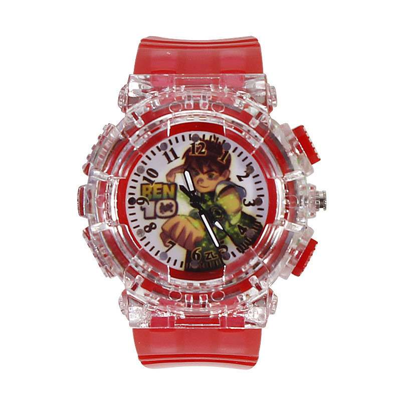 Ben 10 นาฬิกา Led สําหรับเด็กนาฬิกาอะนิเมะแฟลชที่มีสีสันนาฬิกาเด็กนาฬิกาควอตซ์ของเล่นเด็กวันหยุดของขวัญวันเกิดของขวัญ Ben 10 นาฬิกา Omnitrix