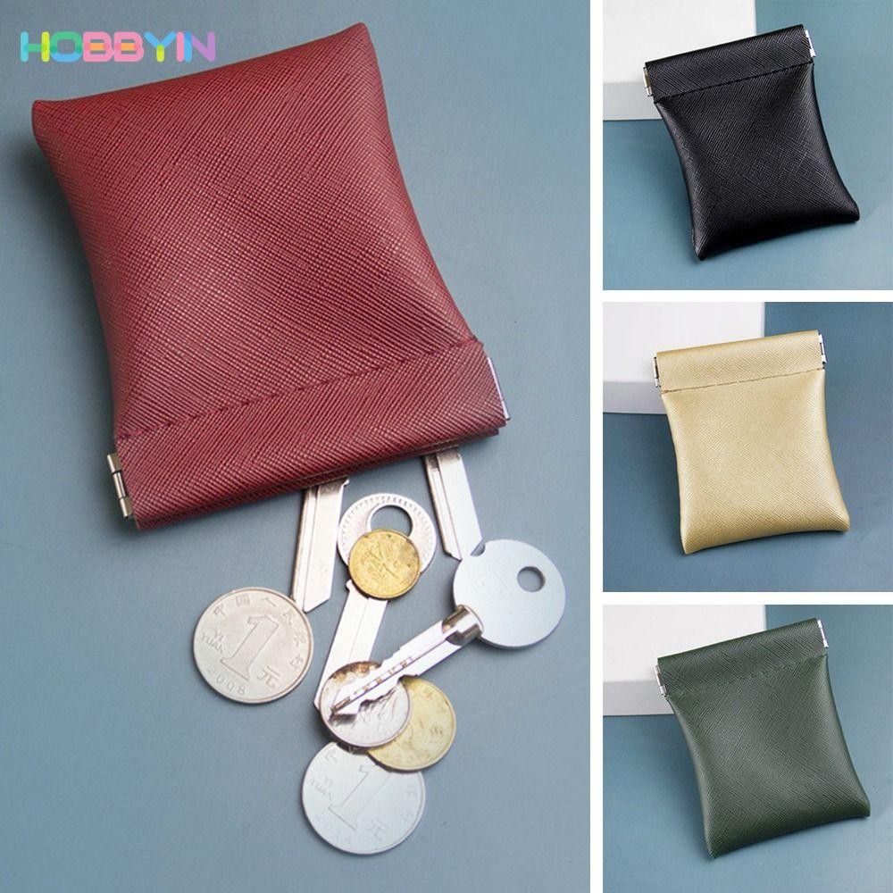 HOBBYIN กระเป๋าใส่เหรียญ หนัง PU ขนาดเล็ก แบบพกพา สีพื้น สําหรับใส่หูฟัง บัตรเครดิต