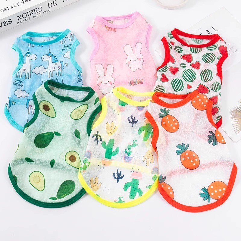 7 สีขนาด XS-5XL เสื้อผ้าสัตว์เลี้ยงฤดูร้อนใหม่สําหรับสุนัขและแมวกระต่าย