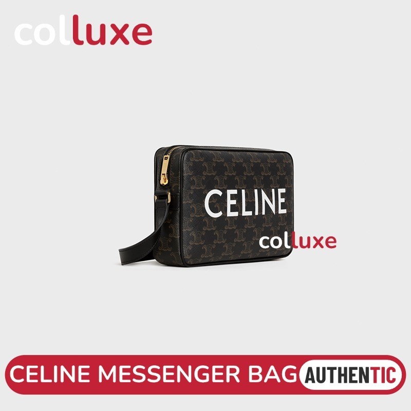 CELINE Medium Messenger Bag In Triomphe Canvas With CELINE Print กระเป๋าสะพายข้าง Men's Shoulder Bag