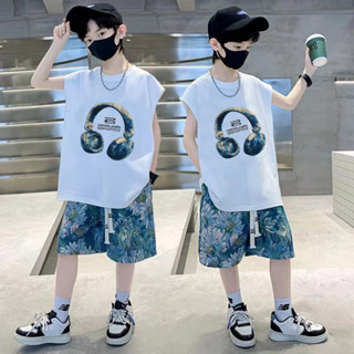 ชุดเสื้อกั๊กเด็กชาย ชุดแขนกุดเด็กชาย ชุดสองชิ้นฤดูร้อนสำหรับ…