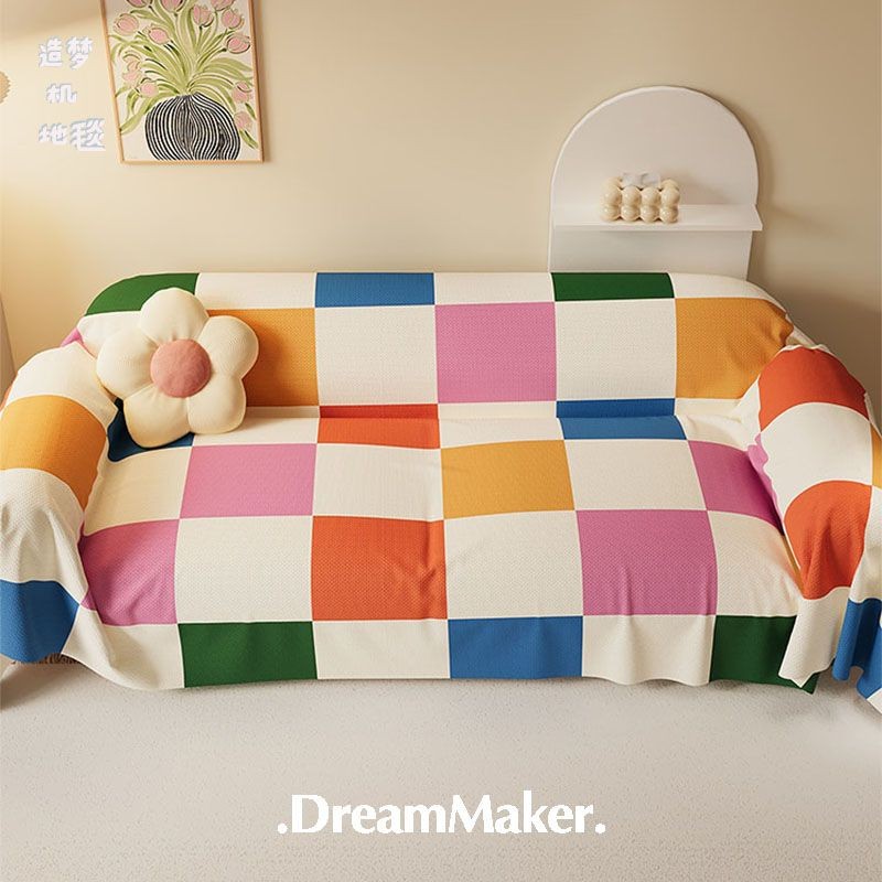 彩色色块潮流百搭沙发巾全包沙发盖布沙发盖巾可机洗轻奢四季通用Colorful color block trendy versatile sofa towel all inclusive sofa202