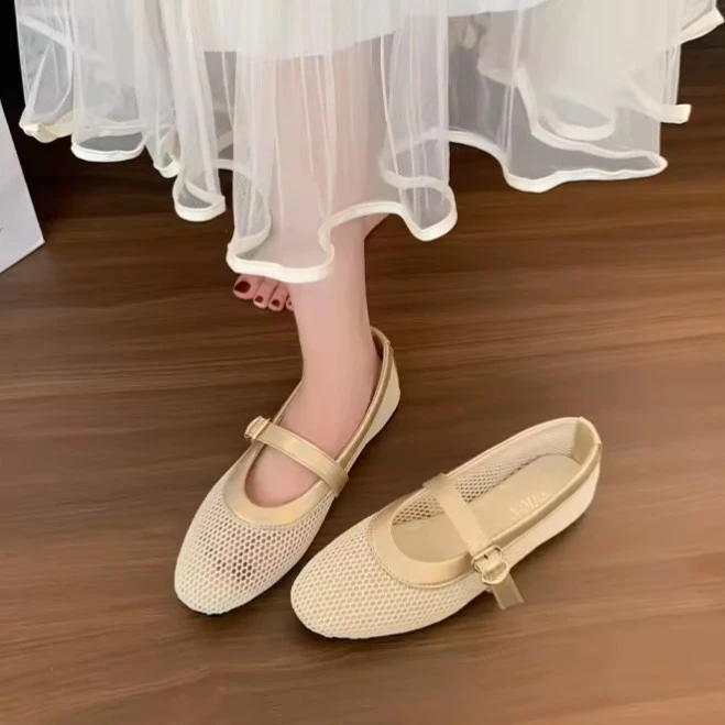 รองเท้าแมรี่เจน ทรงตาข่ายสายคาดหน้า สวย สบาย ไม่กัดเท้าระบายอากาศ พร้อมส่งจาก กทม. Mary jane shoes