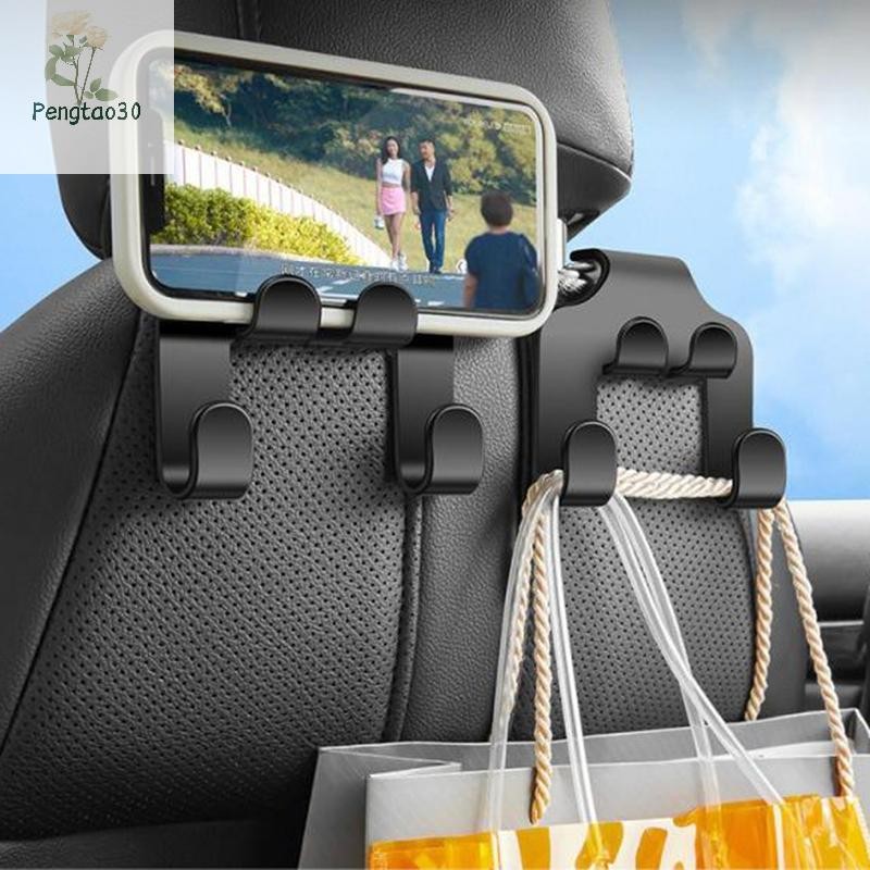 [Eao] รถที่นั่งพนักพิงศีรษะตะขอแขวนสีดําจัดเก็บ Universal สําหรับกระเป๋าถือกระเป๋า Coat Fit Universal รถผู้ถือ [TH]