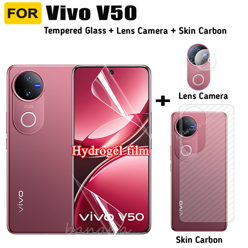 3 IN 1 Vivo V50 Hydrogel Soft Film สําหรับ Vivo V40 V40 Pro V40 Lite V30 V30 Pro ป้องกันหน้าจอกล้องเลนส์แก้วและฟิล์มด้านหลัง