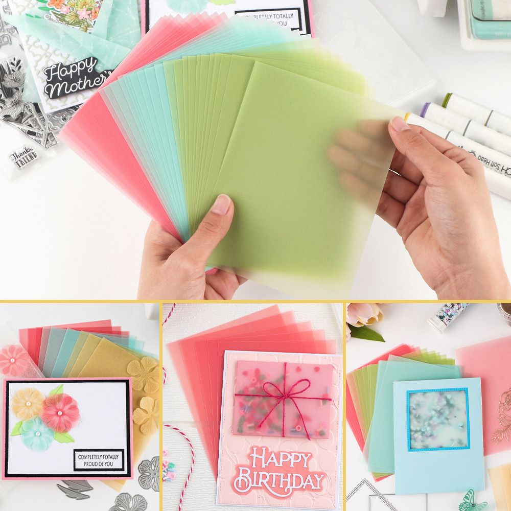 30 ชิ้น/แพ็คสี Frosted Smooth Vellum กระดาษแผ่นทนความร้อนโปร่งแสง Tracing กระดาษ Pearled Gold/Silver See-Through กระดาษ