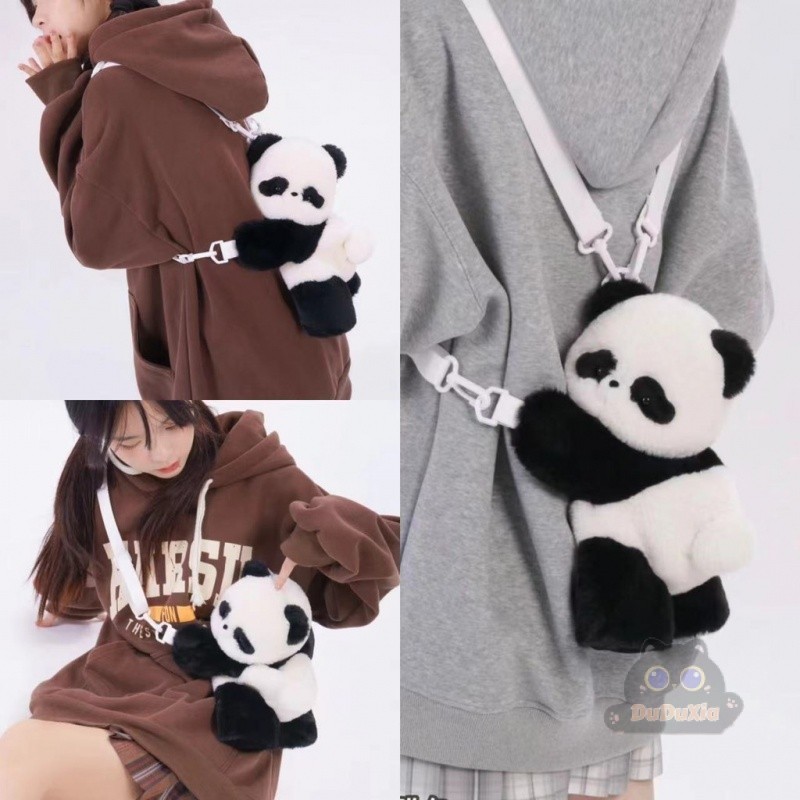กระเป๋าแพนด้า กระเป๋าเป้สะพายหลัง ลายการ์ตูนแพนด้า แพนด้าน่ารัก สีแดง สําหรับเด็กผู้หญิง นักเรียน 熊猫包包