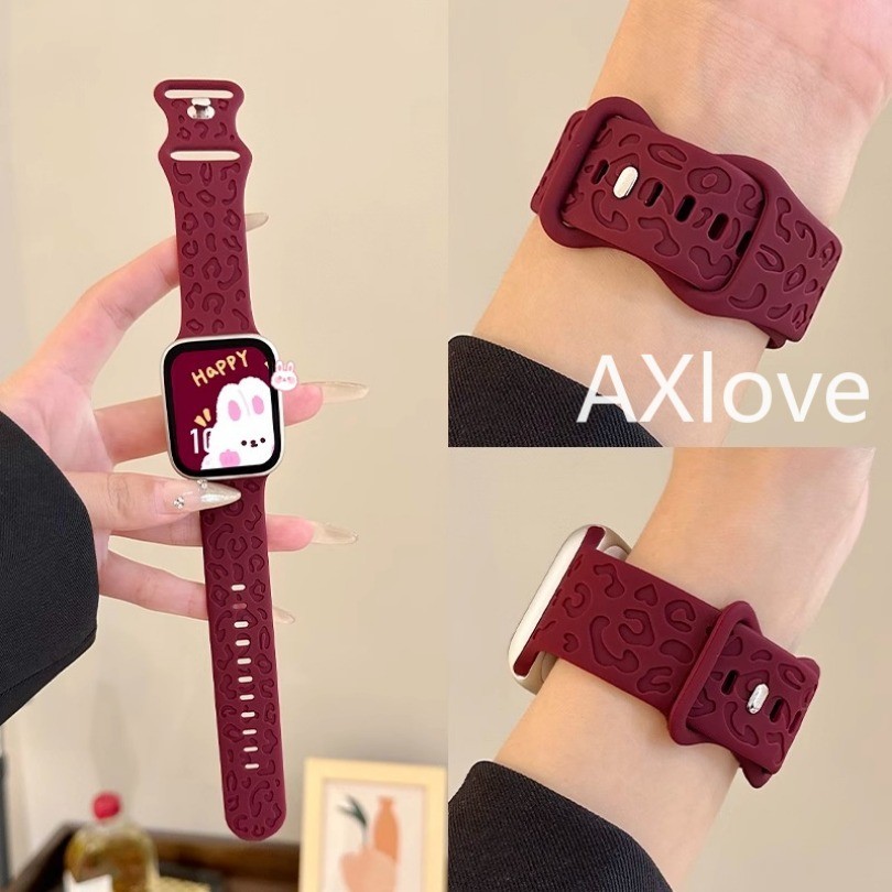 สายนาฬิกาข้อมือซิลิโคน พิมพ์ลายเสือดาว สําหรับ Apple Watch Ultra 2 49 มม. 44 มม. 40 มม. 45 มม. 41 มม. 38 มม. 42 มม. iWatch Series 9 8 7 6 Se 4 3 1